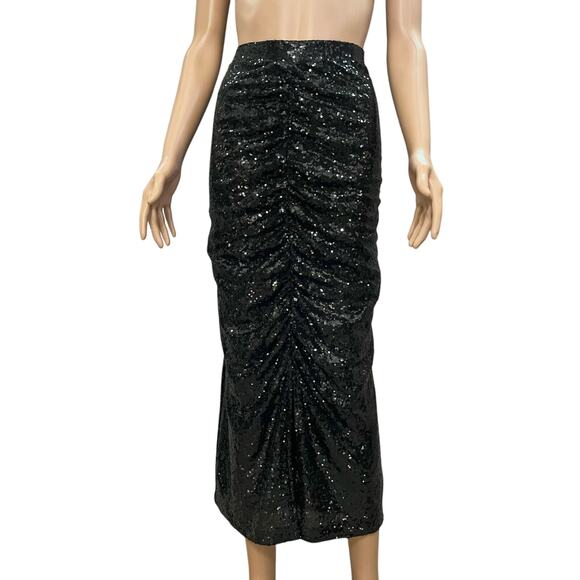 Eloquii Dresses & Skirts - Eloquii Elements Sequin Midi Skirt 22/24 Ruched Black Front Slit Party Straight